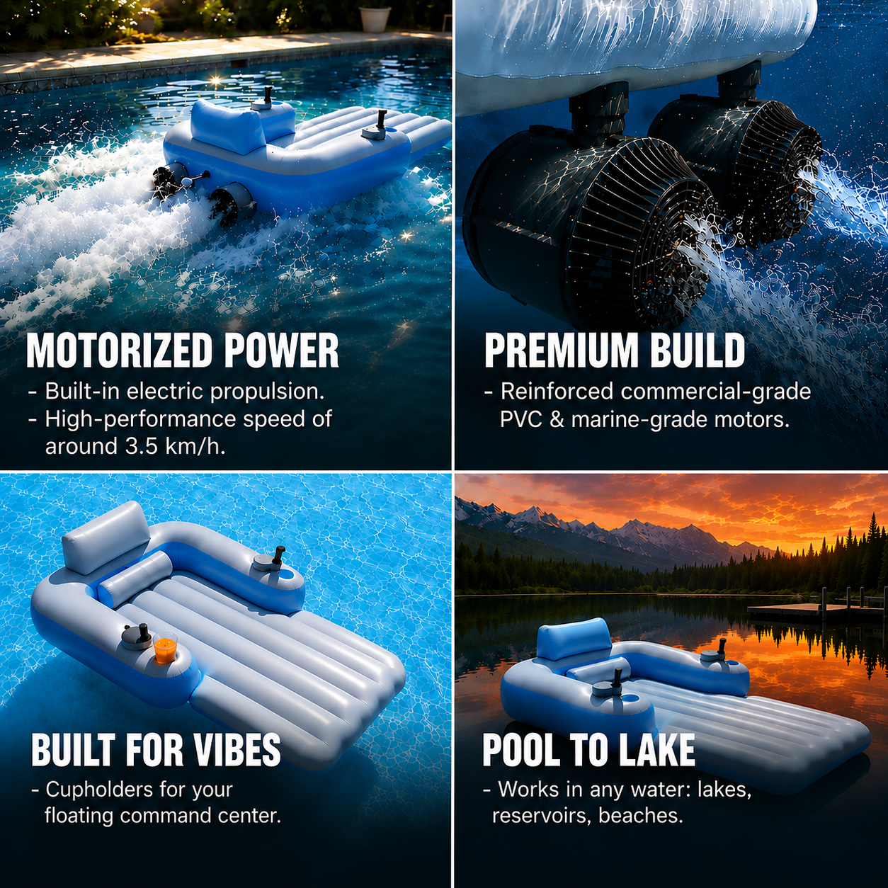 PoolBoat™ Lounger - Instant Swap Battery